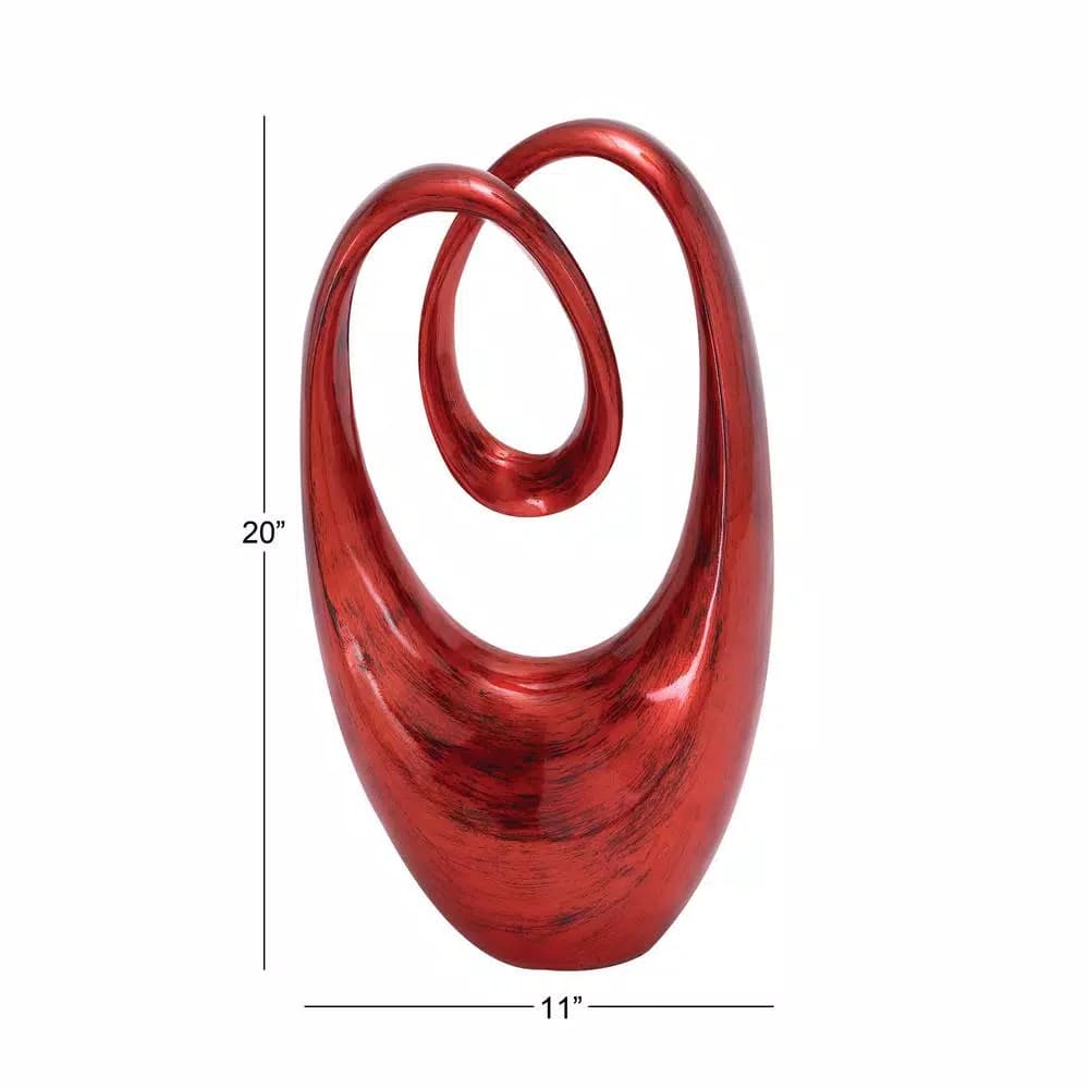 LITTON LANE 20 in. Red Polystone Abstract Infinity Sculpture - Modern Decorative Statuary