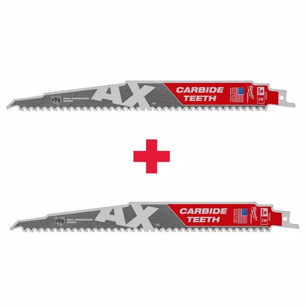 Milwaukee 9 in. 5 TPI Carbide Teeth Reciprocating Saw Blade for Nail-Embedded Wood (2-Pack)