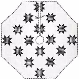 VHC Brands 60 in. Emmie Black and White Patchwork Farmhouse Christmas Tree Skirt thumbnail 1