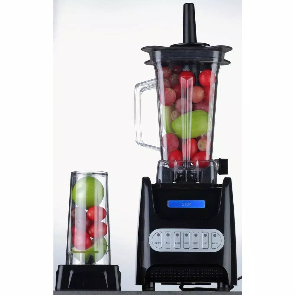 Ovente 1000W Professional Personal Blender with 13.5 oz Travel Mug and Tamper, Black