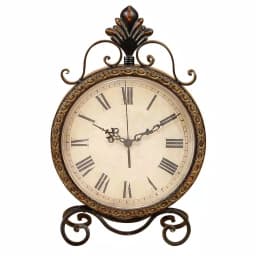 LITTON LANE 17 in. x 11 in. Round Wrought Iron Table Clock with Tarnished Bronze Finish thumbnail 3