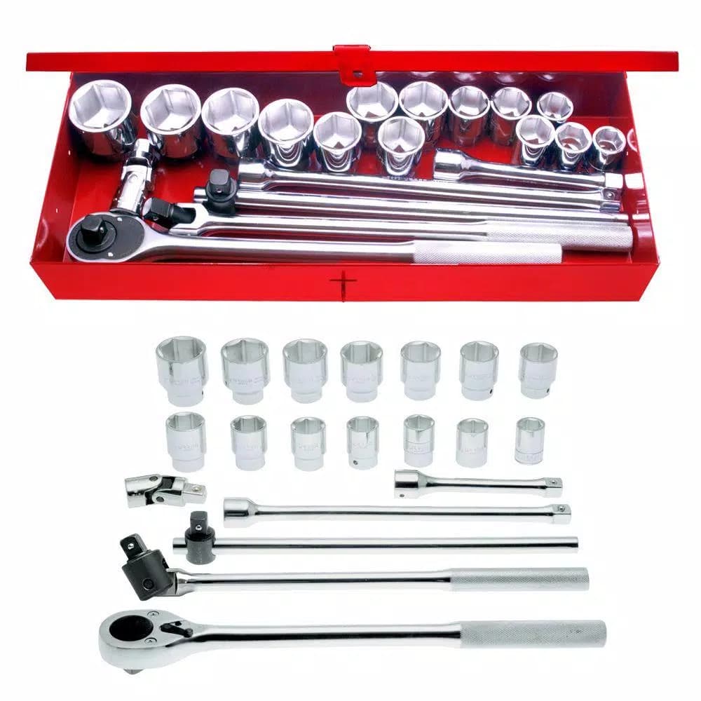 URREA 3/4 in. Drive 12-Point Hand Socket & Accessories Set, 20-Piece