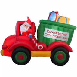 Gemmy 8 ft. Animated Santa Dump Truck Inflatable Christmas Decoration with Presents thumbnail 1