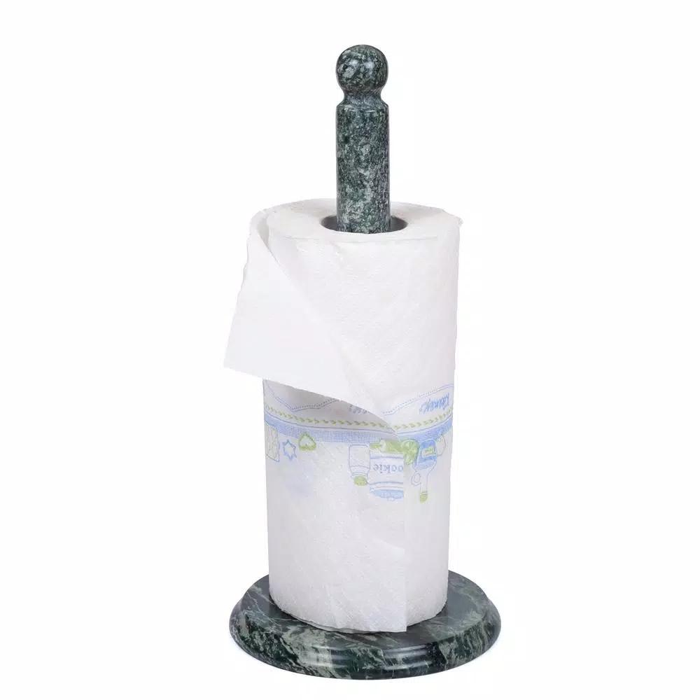 Creative Home Natural Green Marble Paper Towel Holder - 12.5 in. Heavyweight Kitchen Towel Dispenser