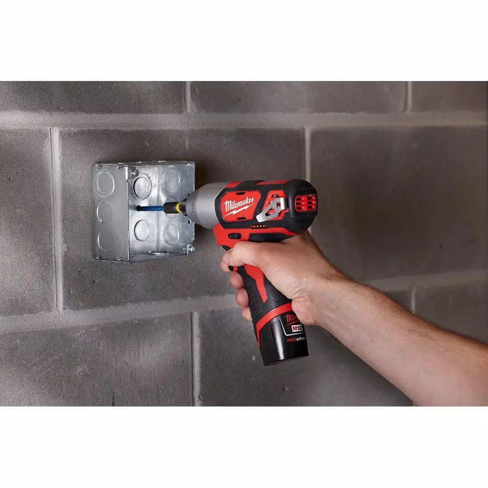 Milwaukee M12 12V Lithium-Ion Cordless Drill/Driver and Impact Driver 2-Tool Combo Kit with 2 Batteries and Bit Set