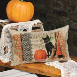 Heritage Lace Victorian Halloween Graphic Throw Pillow, Natural Linen-Like Polyester, 12 x 20 in. thumbnail 2