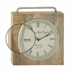 LITTON LANE Rustic Mango Wood and Iron Square Table Clock, 11 x 10 in. thumbnail 3