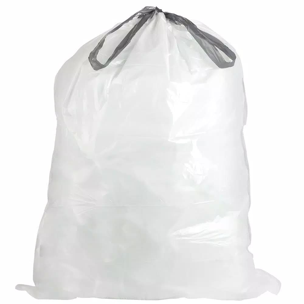 Plasticplace White Low Density Drawstring Trash Bags, 20 in. x 22 in., 8 Gal., 0.7 mil, 200 Count Case