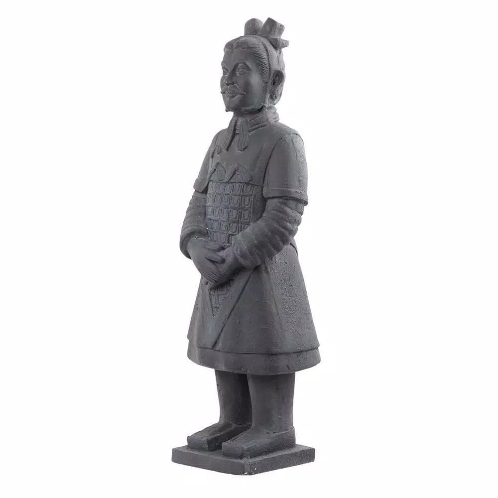 Nearly Natural 40 in. Classic Gray Stone Warrior Statue - Indoor/Outdoor Decorative Sculpture