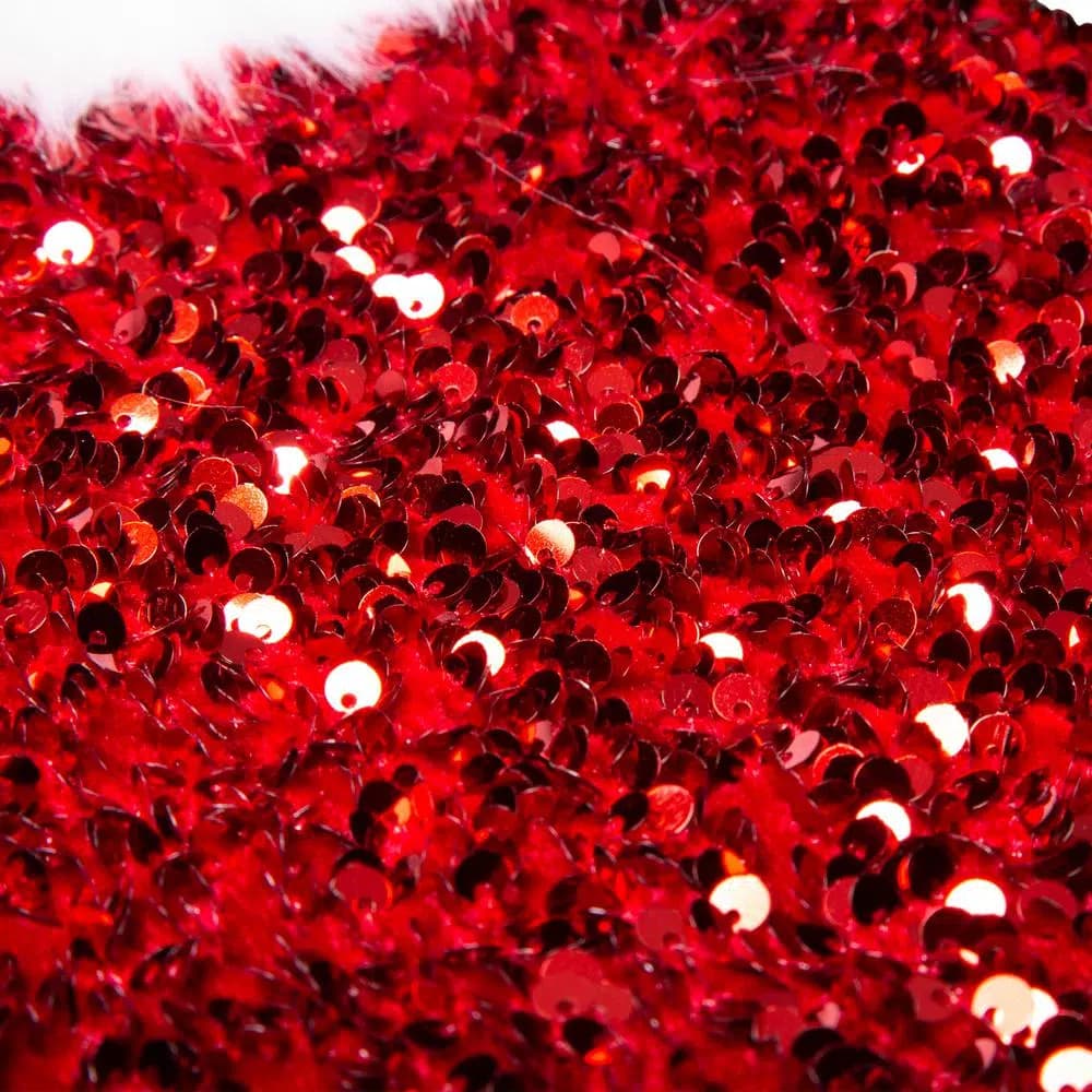 Glitzhome 21 in. Red Sequin Christmas Stocking with White Faux Fur Cuff