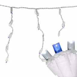 Northlight 100-Light Blue and Pure White LED Icicle Lights, 6.75 ft. Wide Angle, White Wire thumbnail 1