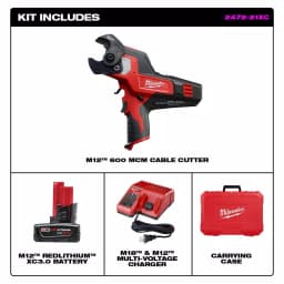 Milwaukee M12 12V Lithium-Ion Cordless 600 MCM Cable Cutter Kit with 3.0Ah Battery, Charger & Case thumbnail 2