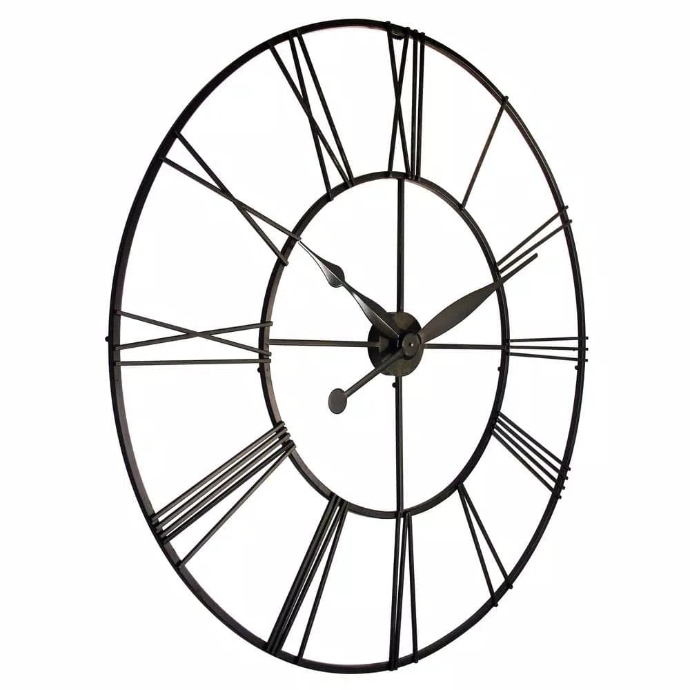 Infinity Instruments Skyscraper XXL 45 in. Oversized Round Wall Clock - Black Metal