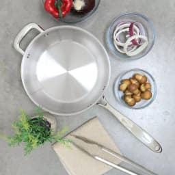 Chantal Induction 21 Steel 3 qt. Stainless Steel Saute Pan, Brushed Stainless Steel thumbnail 3