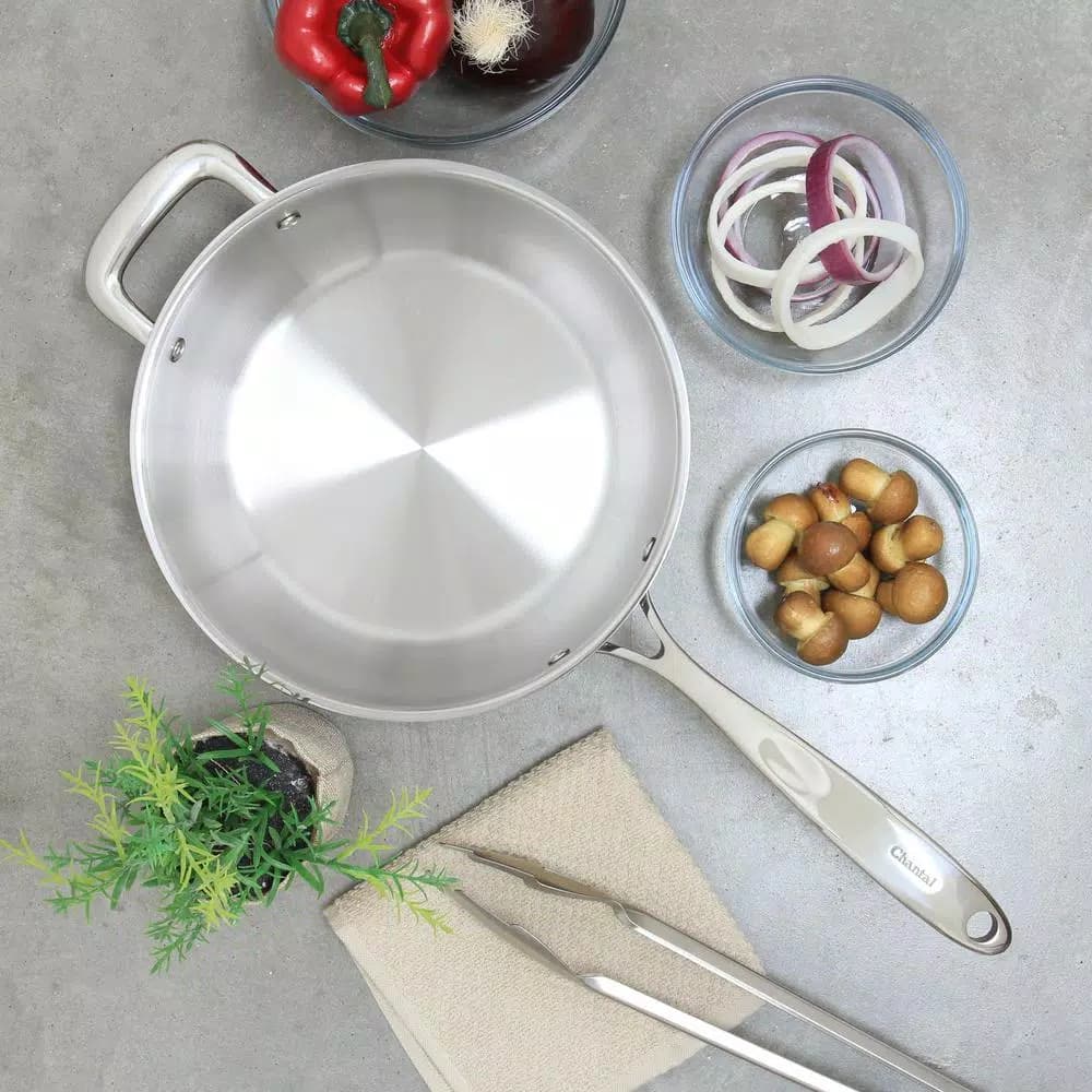 Chantal Induction 21 Steel 3 qt. Stainless Steel Saute Pan, Brushed Stainless Steel