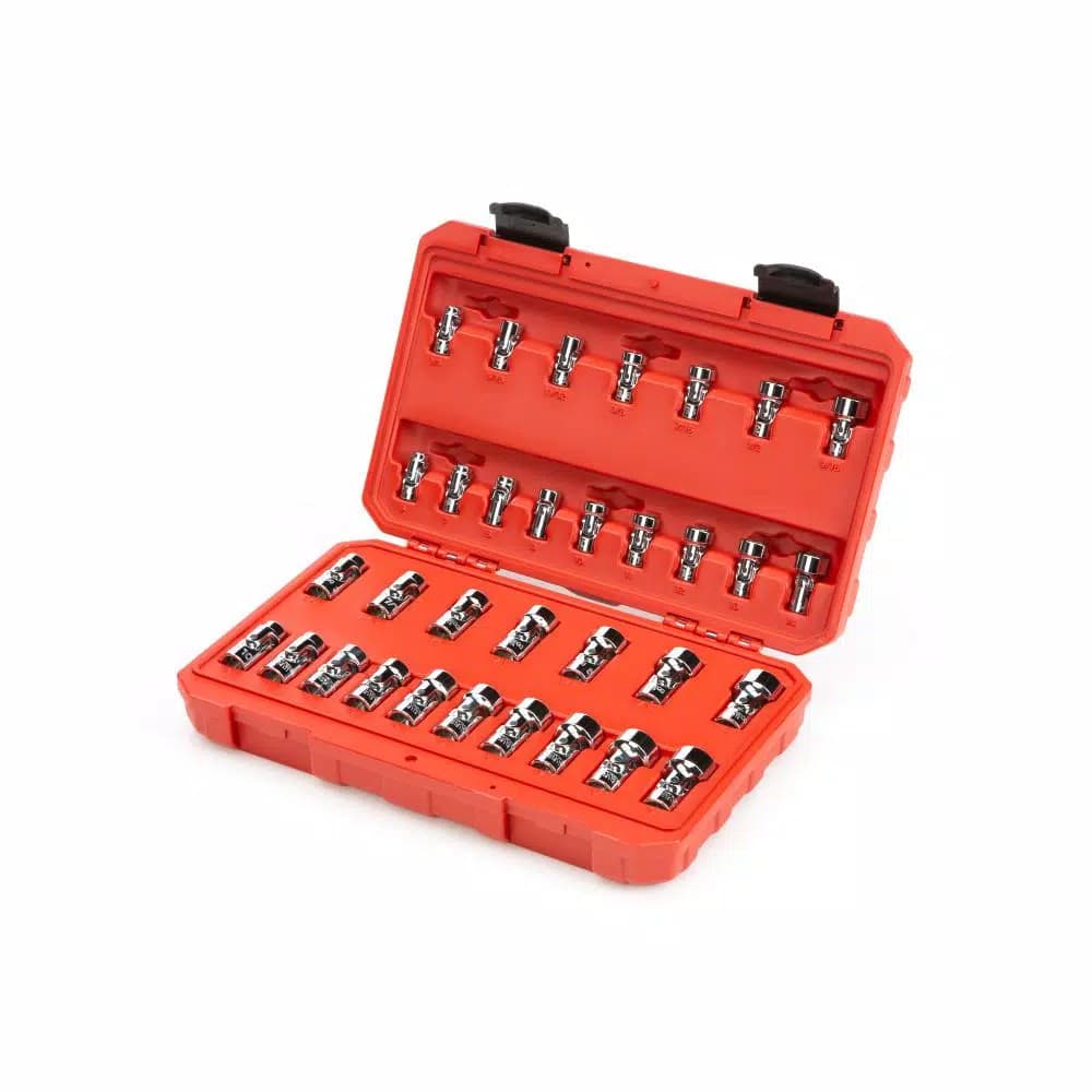 TEKTON 33-Piece 1/4 in. and 3/8 in. Drive Universal Joint Socket Set, 6-Point Hex
