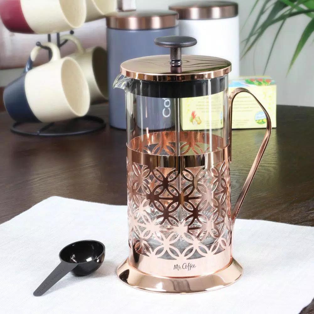 Mr. Coffee Trellise 32 oz. Rose Gold French Press Coffee Maker, 4-Cup