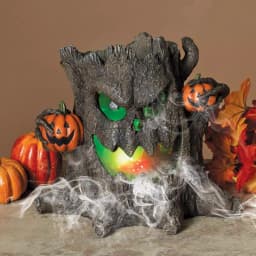 Gerson 12.4 in. Electric Smoking Haunted Tree Stump Halloween Tabletop Decor with Color Changing LED Lights thumbnail 2