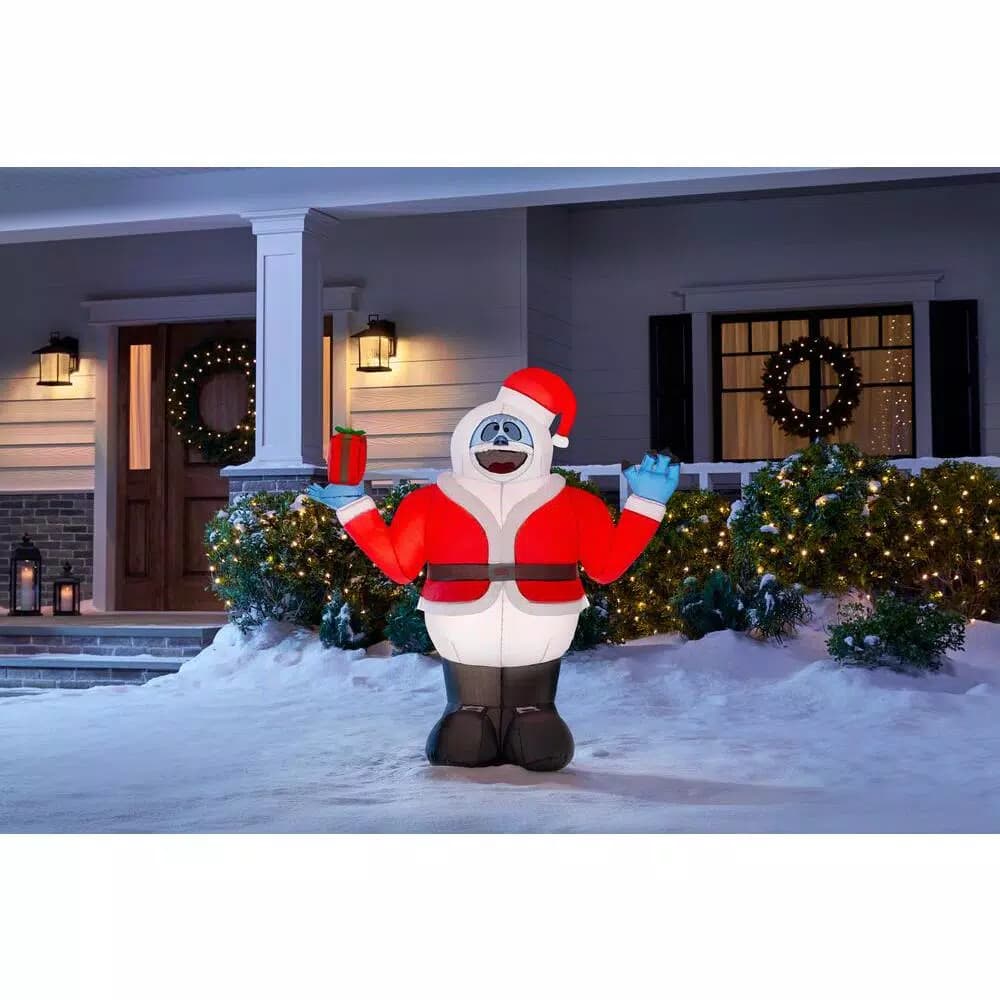 Rudolph 3.5 ft. Airblown Inflatable Bumble in Santa Suit - Officially Licensed Rudolph the Red-Nosed Reindeer Decor