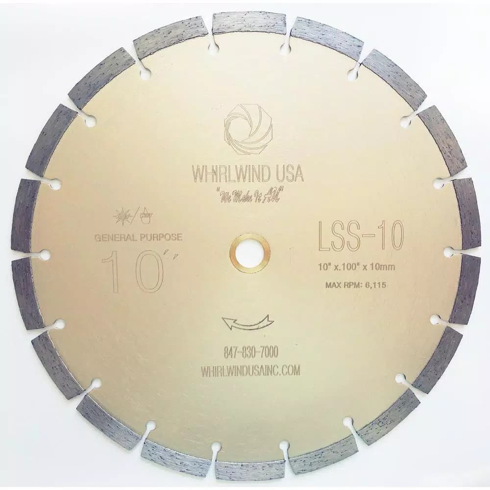 Whirlwind USA 10 in. 18-Teeth Segmented Diamond Blade for Concrete, Stone, Brick, and Masonry