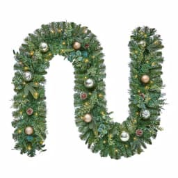 Home Accents Holiday 9 ft. St. Germain Pre-Lit Mixed Pine LED Christmas Garland with Ornaments & Pine Cones thumbnail 1