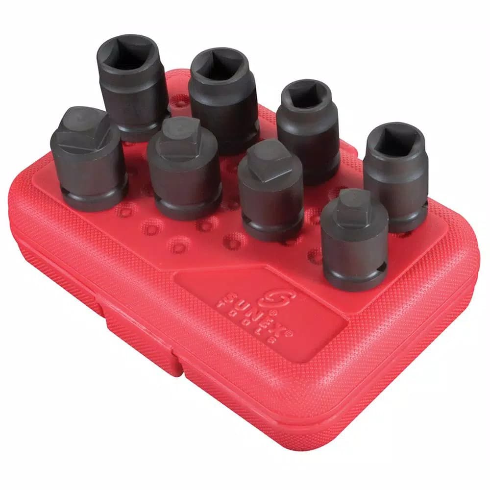 SUNEX TOOLS 8-Piece Pipe Plug Socket Set, 1/2 in. Drive, Impact Grade Chrome Molybdenum Alloy Steel