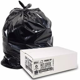 Unbranded 33 Gallon Black Low Density EZ Tie Closure Trash Bags, 1.5 Mil, 100-Count thumbnail 1