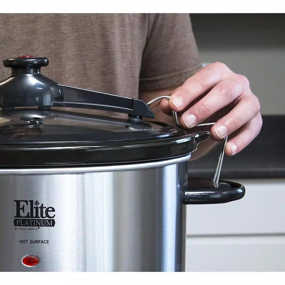 Elite Platinum 8.5 Qt. Stainless Steel Slow Cooker with Locking Lid and Silicone Gasket Seal