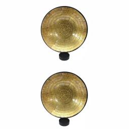 Unbranded Gold Metal Wall Sconce Set of 2 with Mosaic Art Glass thumbnail 1