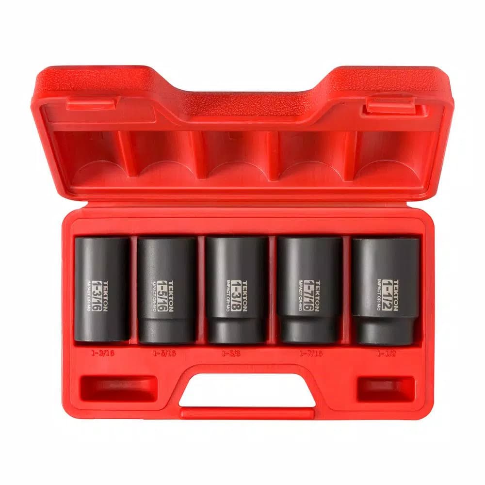 Tekton 1/2 in. Drive 6-Point Deep Impact Socket Set, 5-Piece SAE