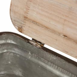 Glitzhome Farmhouse Galvanized Metal Container Set with Wood Lids and Bases, Set of 2 thumbnail 4