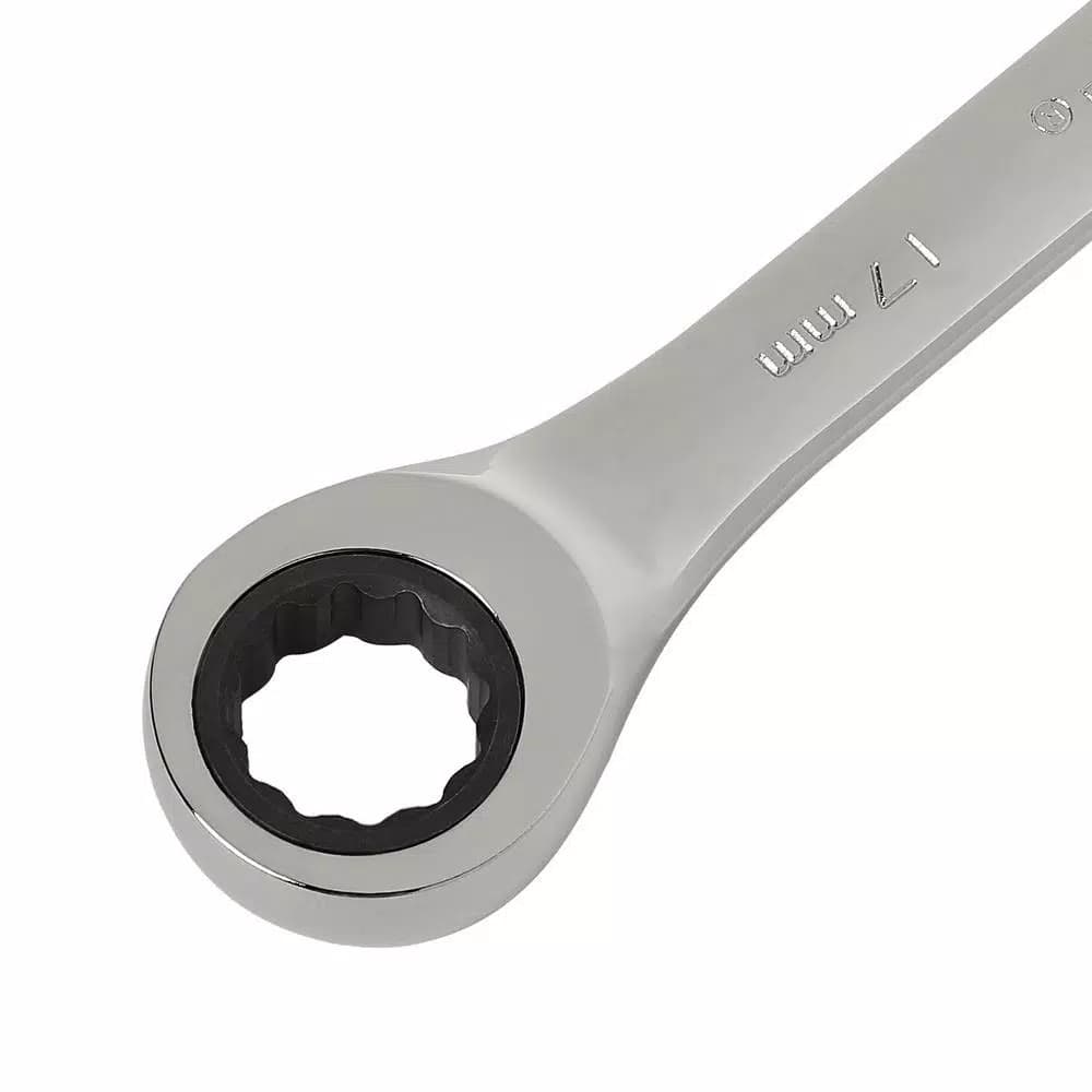 GearWrench 17 mm Combination Ratcheting Wrench, 12-Point Box End, Chrome Finish