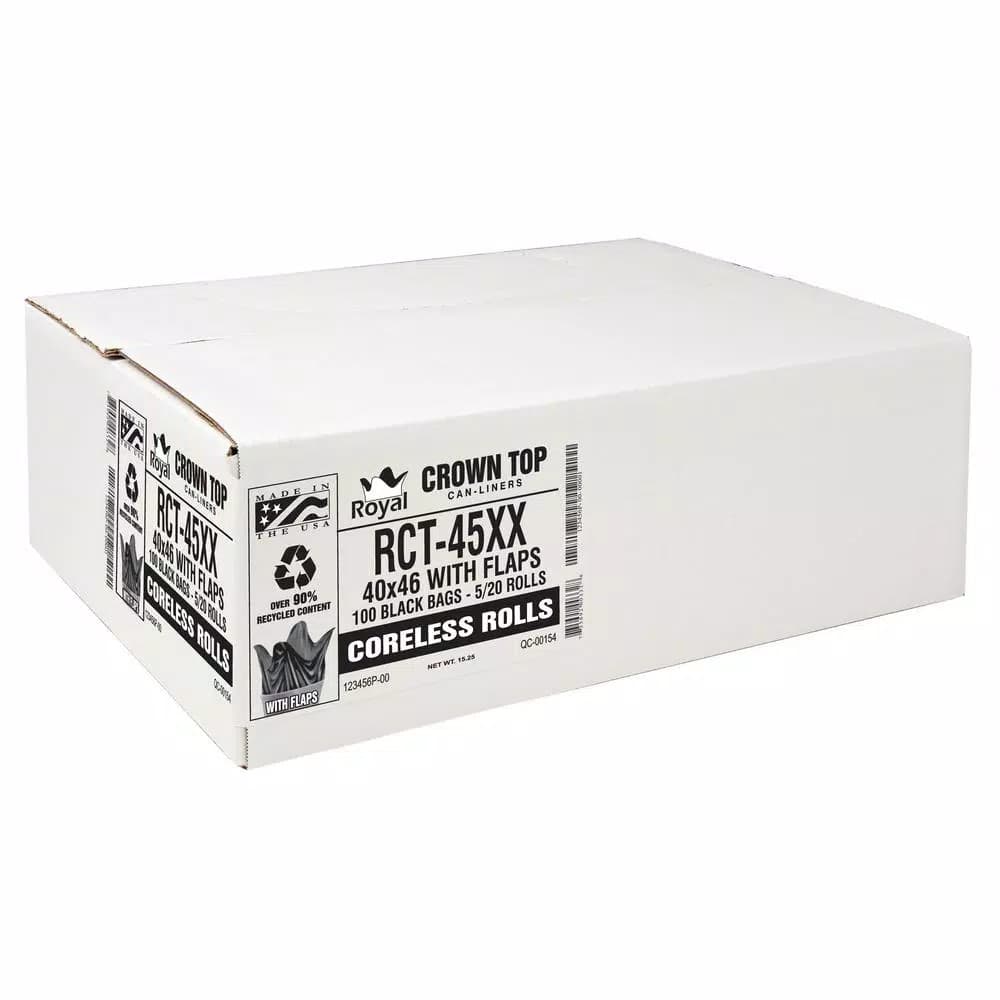 Unbranded 45 Gallon Black Low Density EZ Tie Closure Trash Bags, 1.3 Mil, 100-Count