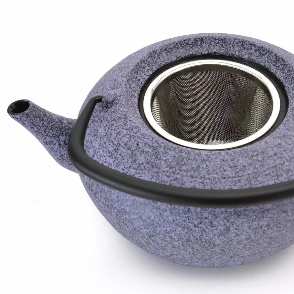 BergHOFF Studio 5.6-Cup Cast Iron Purple Teapot with Stainless Steel Mesh Insert