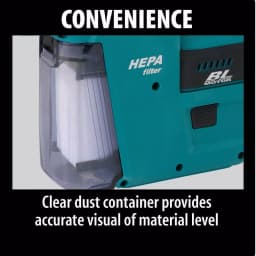 Makita 18V LXT Brushless SDS-Plus 1 in. Rotary Hammer Drill with HEPA Vacuum Attachment, (2) 5.0Ah Batteries & Charger thumbnail 9