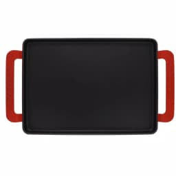 Chasseur 14-inch Rectangular Enameled Cast Iron Griddle - Red thumbnail 2