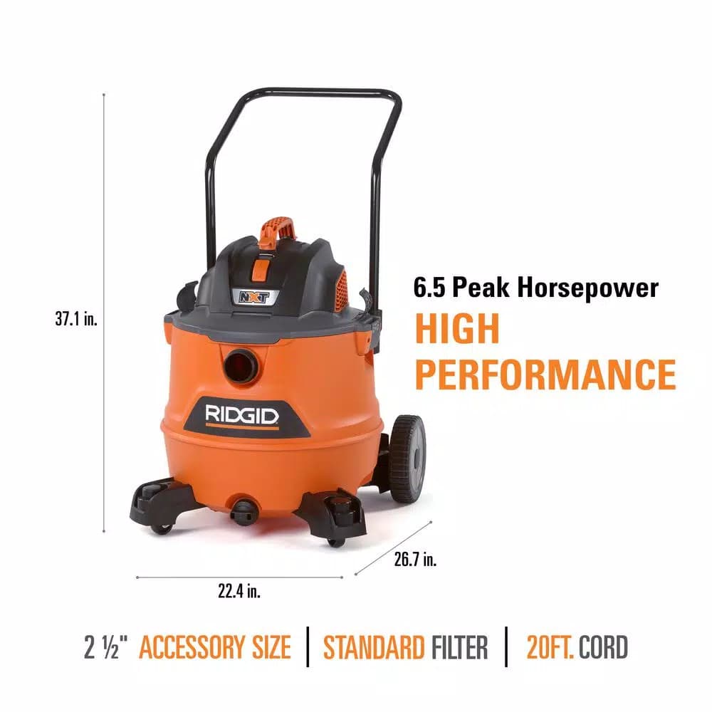RIDGID 16 Gal. 6.5 Peak HP NXT Wet/Dry Shop Vacuum with Accessory Cart and Locking Tools