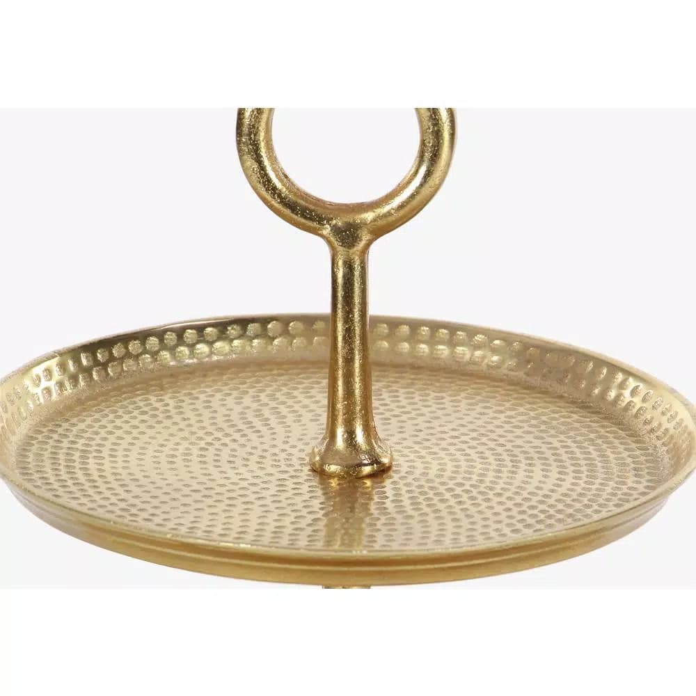 LITTON LANE Modern Reflections 3-Tier Gold Aluminum Cake Stand, 22 x 17 in.