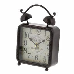 LITTON LANE 9 in. x 6 in. Square Iron Desk Clock 2-Pack - Vintage Distressed Analog Alarm Clocks thumbnail 2