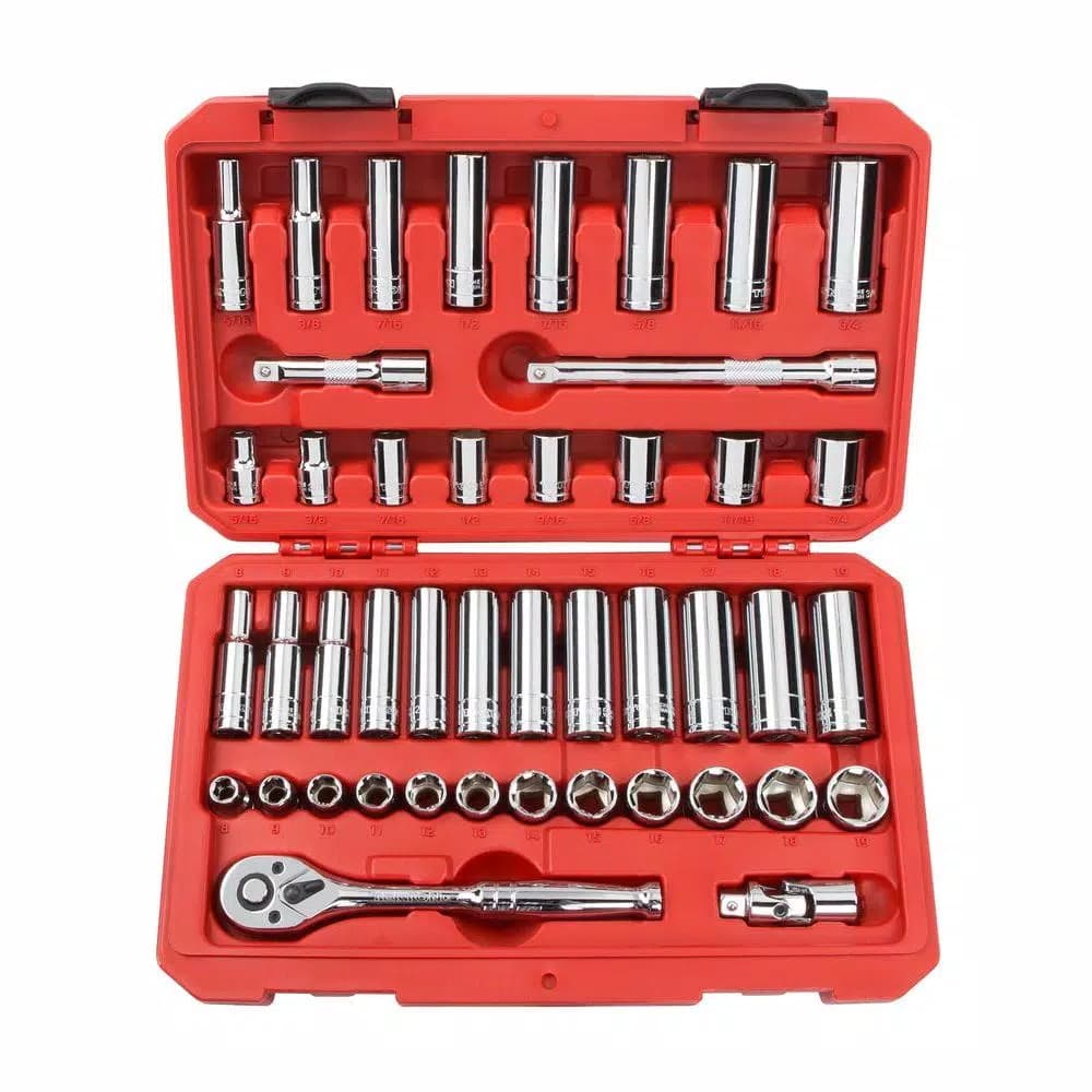 TEKTON 45-Piece 3/8 in. Drive Socket Set, 5/16-3/4 in. and 8-19 mm SAE/Metric