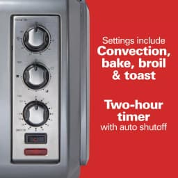 Hamilton Beach Easy Reach 1500W 6-Slice Convection Toaster Oven with Roll-Top Door, Grey thumbnail 6