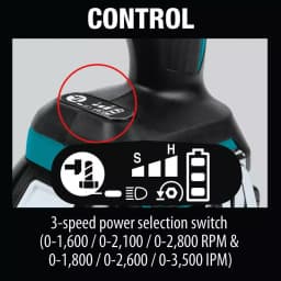 Makita 18V LXT Brushless 1/2 in. 3-Speed Impact Wrench Kit with 2.0 Ah Battery and Charger thumbnail 10