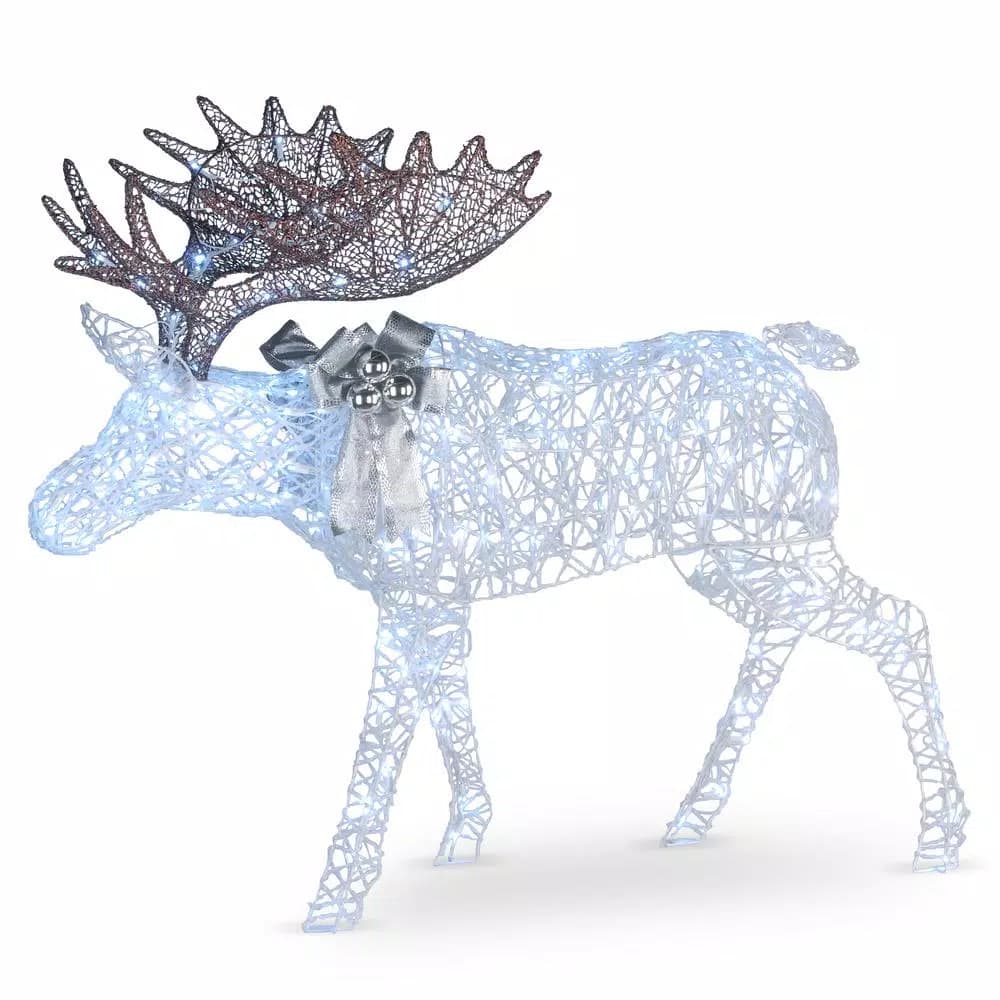National Tree Company 50 in. Glittering Moose Yard Decoration with 200 Twinkling Cool White LED Lights