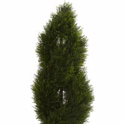 Nearly Natural 5.5 ft. Artificial Double Pond Cypress Spiral Topiary in White Tower Planter thumbnail 2