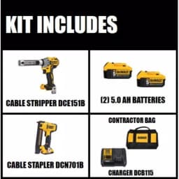 DEWALT 20V MAX XR Brushless Cordless Cable Stripper and Stapler Kit with (2) 5.0Ah & (1) 2.0Ah Batteries thumbnail 2