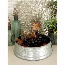 LITTON LANE Farmhouse Rustic Gray Iron Decorative Planter Trays, Set of 3 thumbnail 1