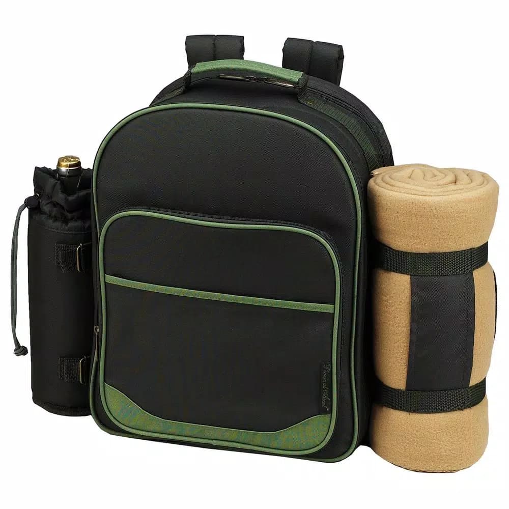 Unbranded Eco Collection Deluxe 4-Person Picnic Backpack with Blanket and Insulated Cooler Compartment