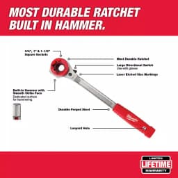 Milwaukee Lineman's High Leverage Ratcheting Wrench, Forged Steel, 3/4 in. to 1-1/8 in. thumbnail 2