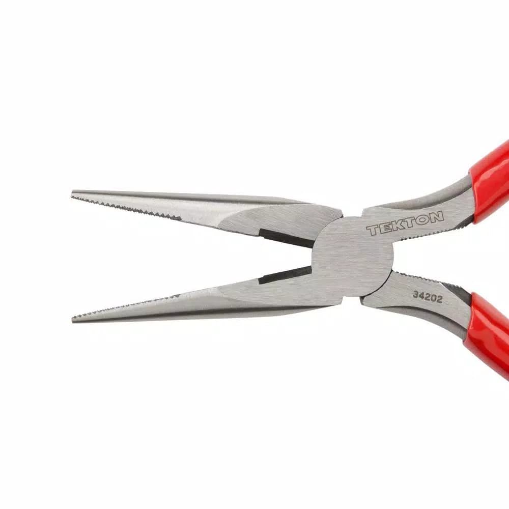 TEKTON 6 in. Long Nose Pliers with Crosscut Teeth and Wire Cutter
