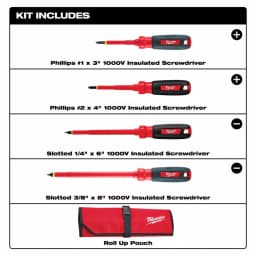 Milwaukee 4-Piece 1000V Insulated Screwdriver Set with Pouch thumbnail 3